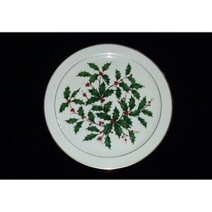 Lenox VTG HOLIDAY Dimension Holly Berry Gold Trim 12.75 Plate Fine China- USA